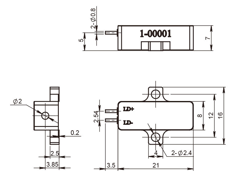 100μJ 200μJ 1535nm激光器 尺寸图