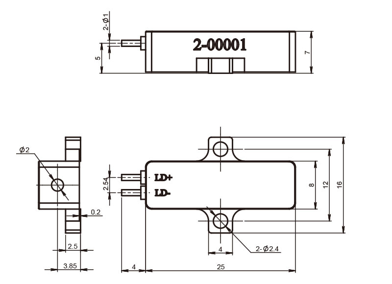 300μJ 1535nm激光器 尺寸图