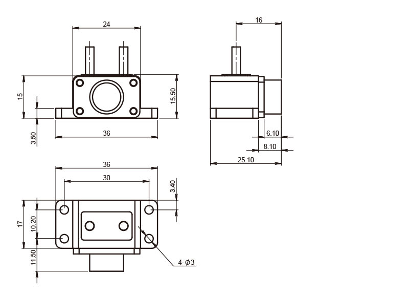 GS06B-5x9-FS传导冷却半导体激光器阵列 尺寸图